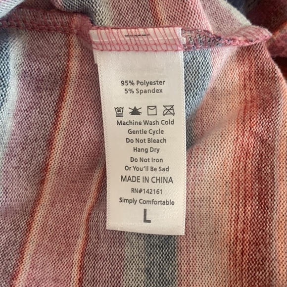 LulaRoe Amber Striped Pink Blue Hoodie Long Sleeved Top Size L - Picture 8 of 9